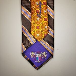 Robert Graham Men's Silk Tie Orange Brown Pattern Knowledge Wisdom Truth USA